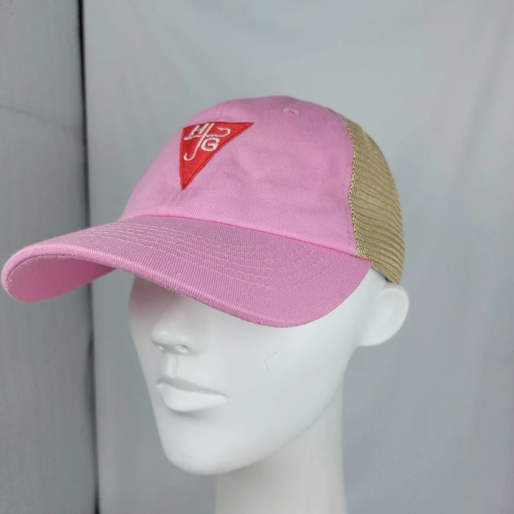HOOK + GAFF Watch Company Hat Mesh Cap Pink Tan Mesh Hook &‎ Loop Adjustable